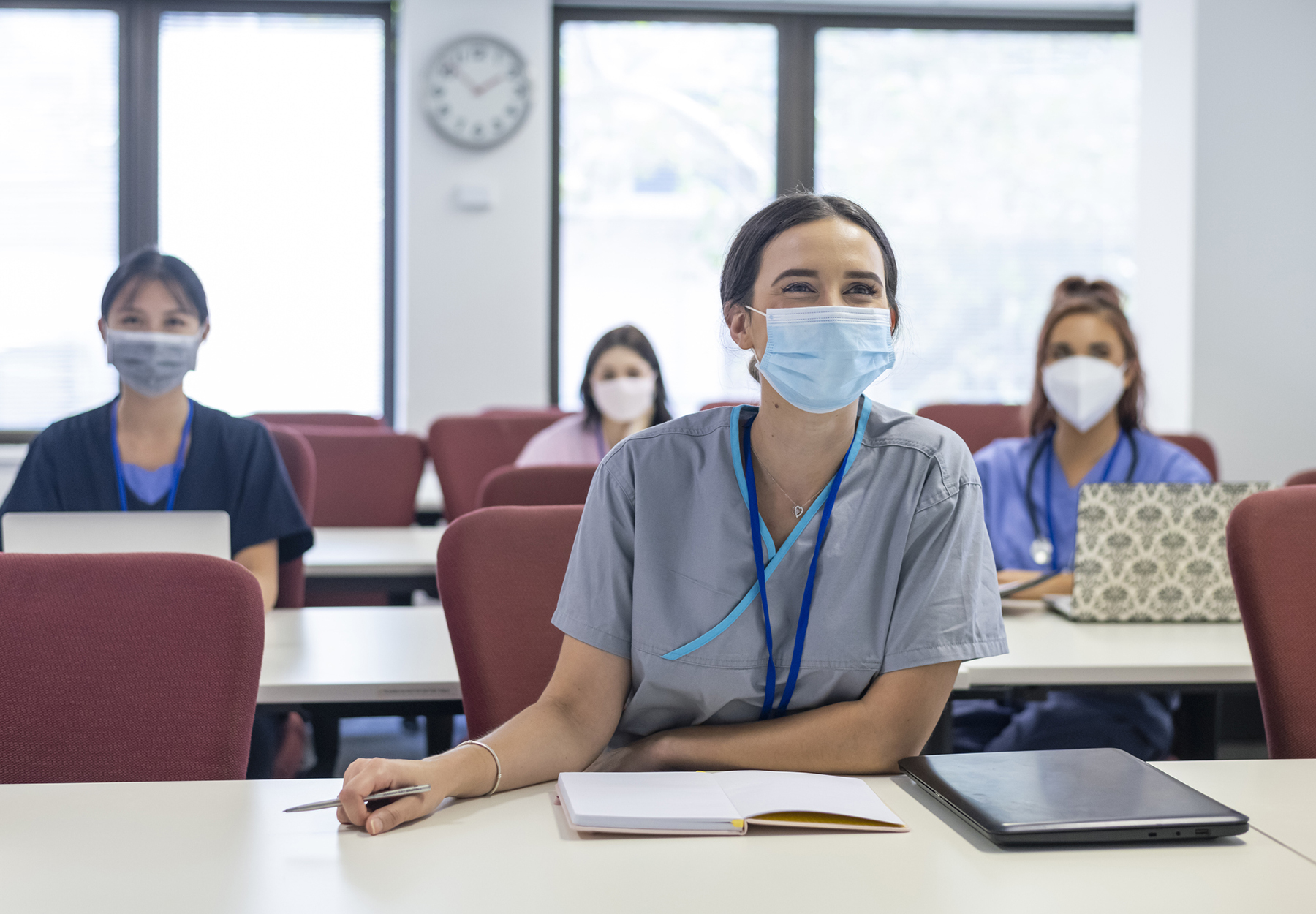 Muti-ethnic group shot of trainee medical students.