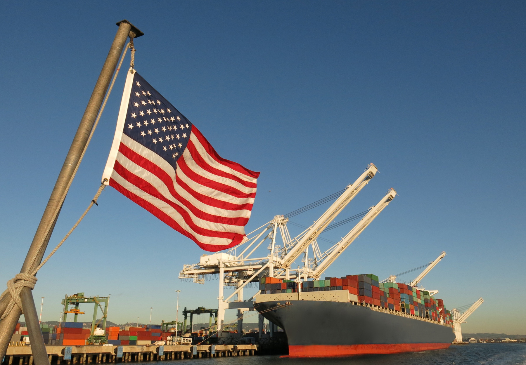 A container ship in a US port.