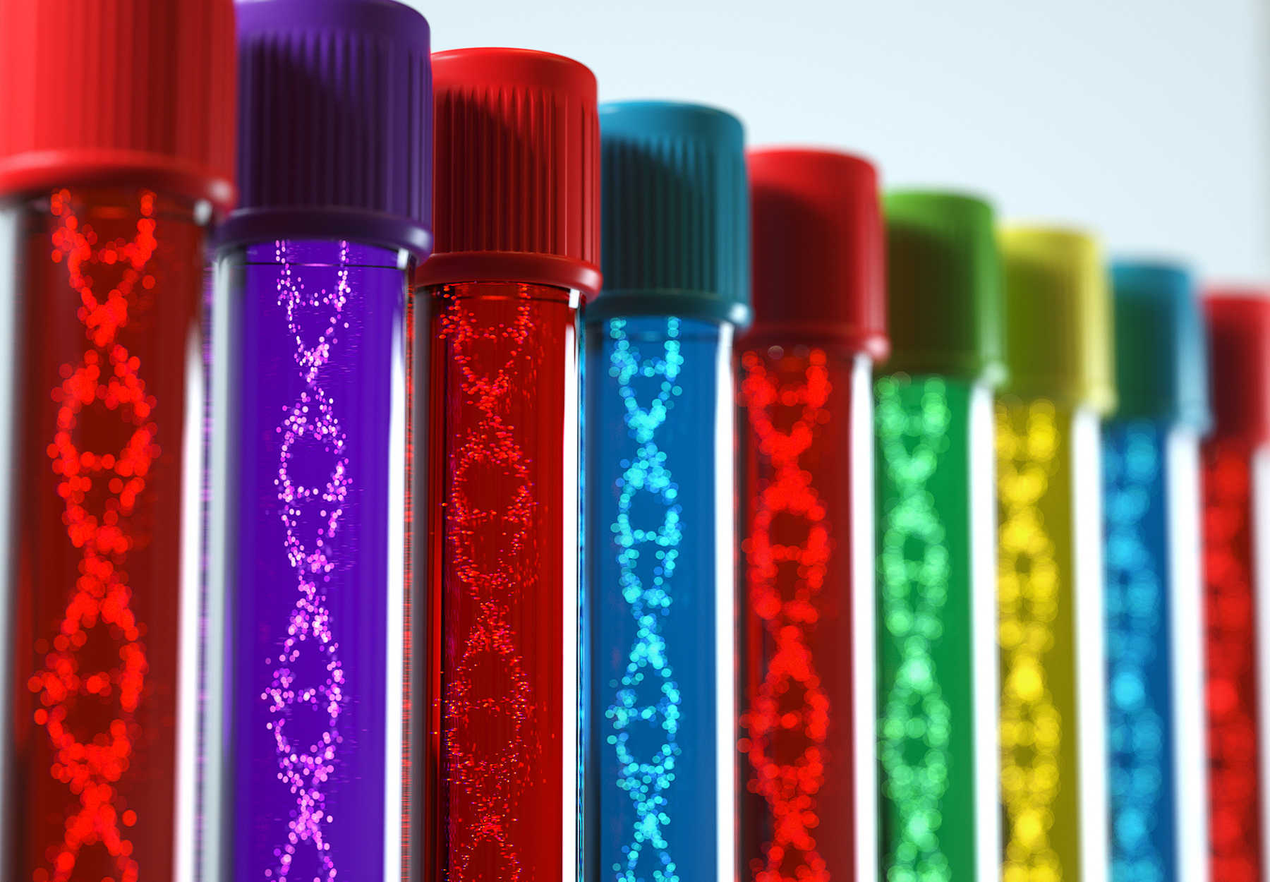 Test tube with DNA moleculeon abstract background,3d rendering,conceptual image.