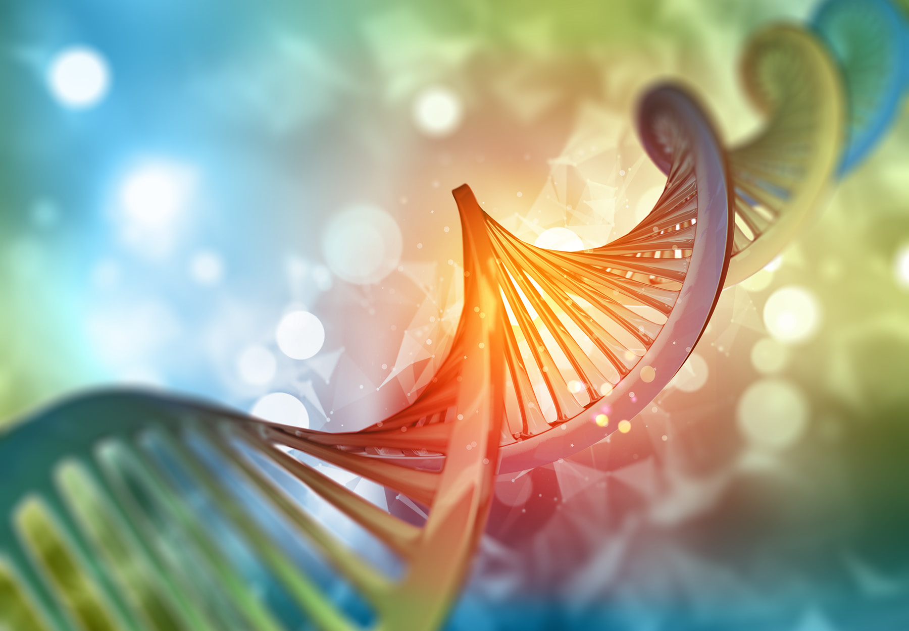 3D medical background with DNA strand stock photo
