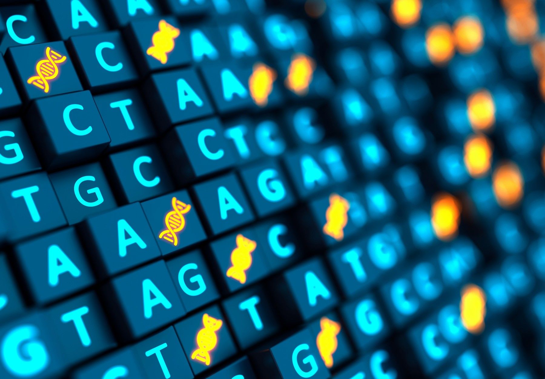 Futuristic 3d cubes background with DNA sequencing ACGT and double helix stock illustration