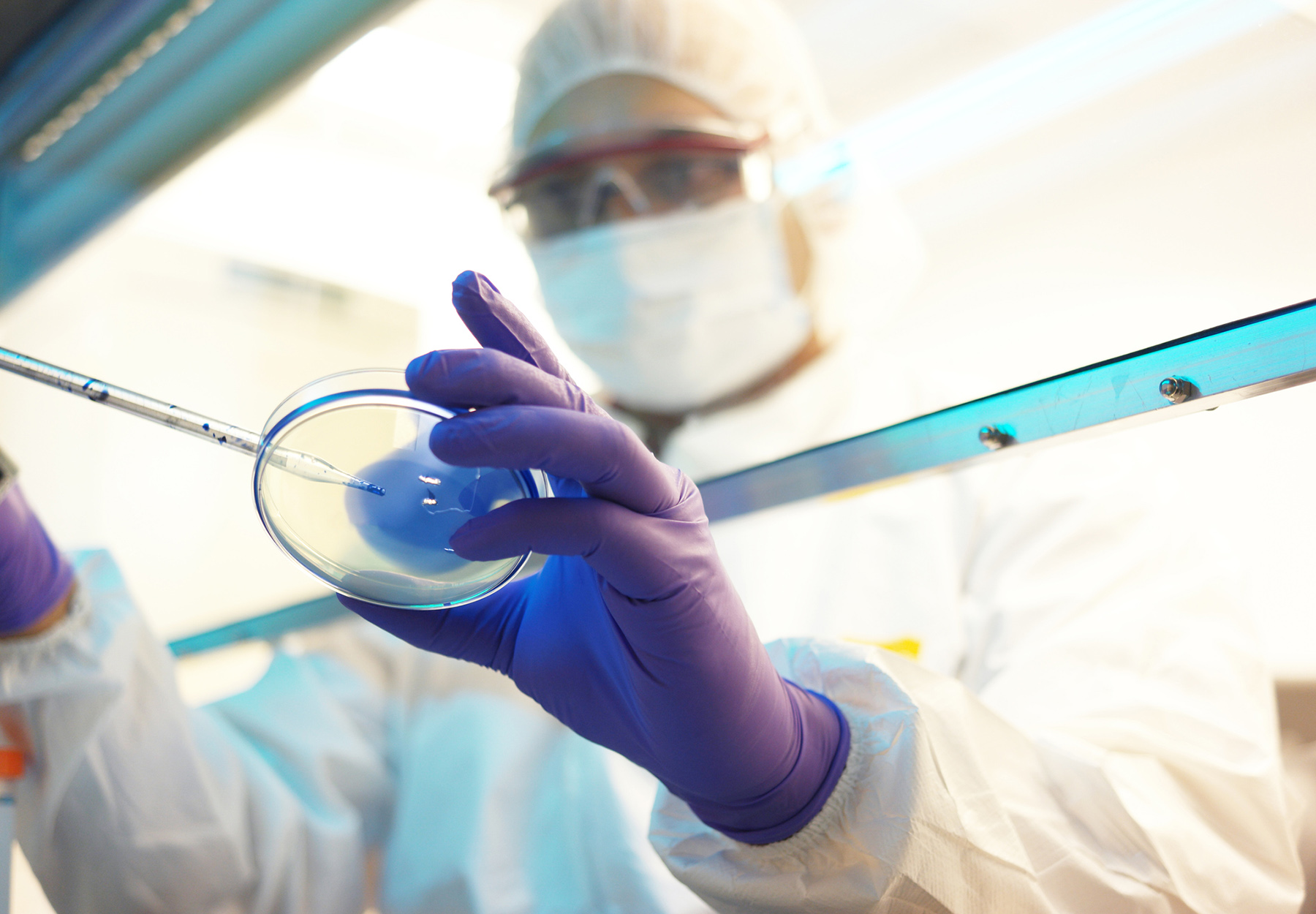 Scientist in a clean room stock photo