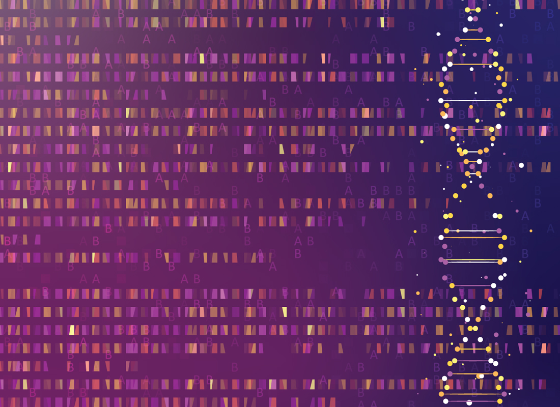 Big genomic data visualization. DNA test, genome map. Genetic testing concept.
