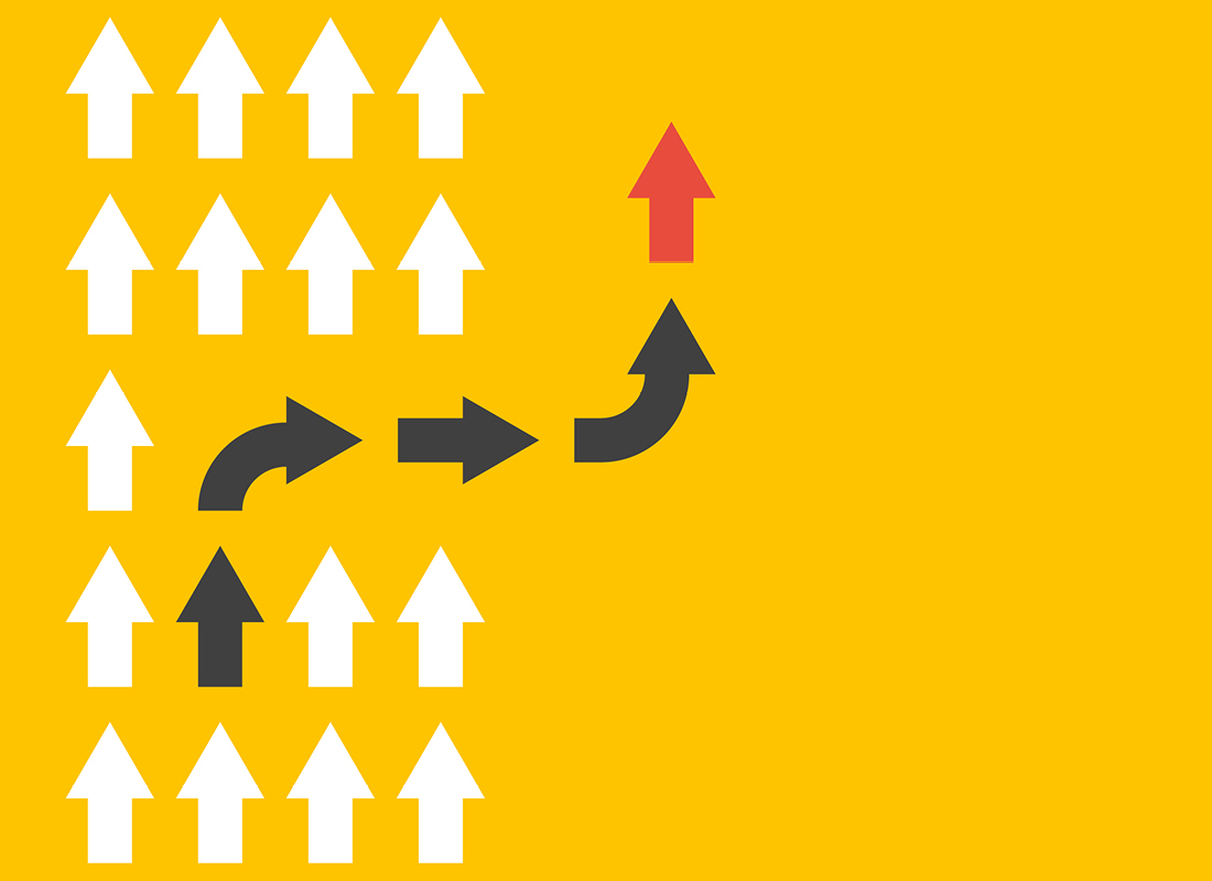 Arrows showing a new path forward